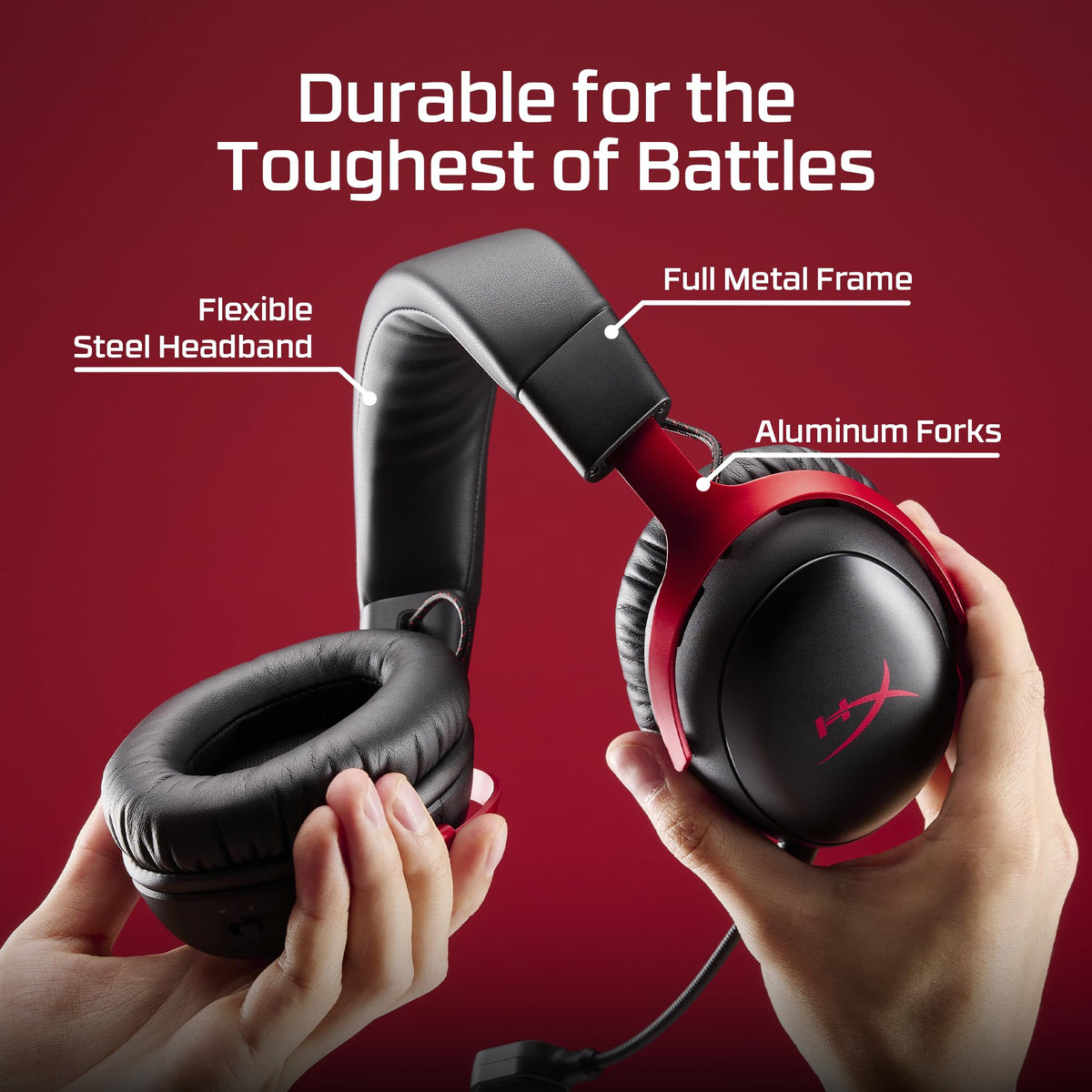 HyperX Cloud III S – Wireless Gaming Headset for Multi-Platform, 2.4GHz, Bluetooth, Battery Life up to 120 Hours 2.4GHz / 200 Hours Bluetooth, 53mm Angled Drivers, Detachable Mic – Black/Red