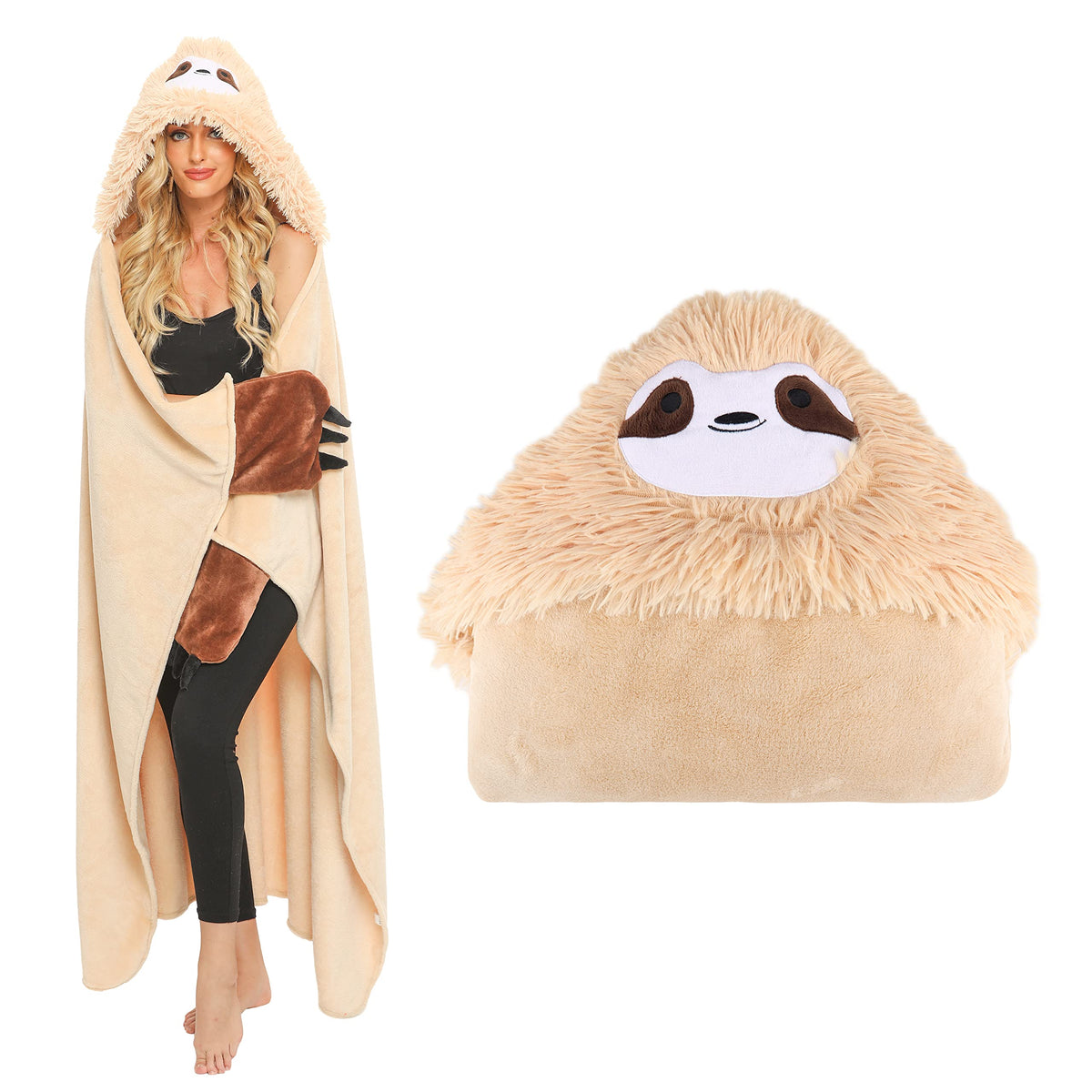 Moyel Sloth Wearable Hooded Blanket Gifts for Women on Christmas Birthday 🍁 All In One Marketplace Canada