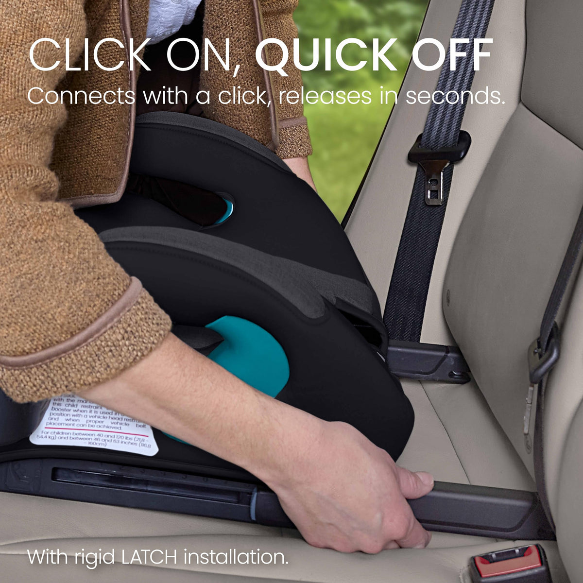 Britax UpNGo Click Backless Booster Car Seat with Rigid LUAS, Lightweight and Portable Travel Booster with Slim Design and PosturePlus, Accommodates Kids up to 120 Lbs and 63” – Raven Black