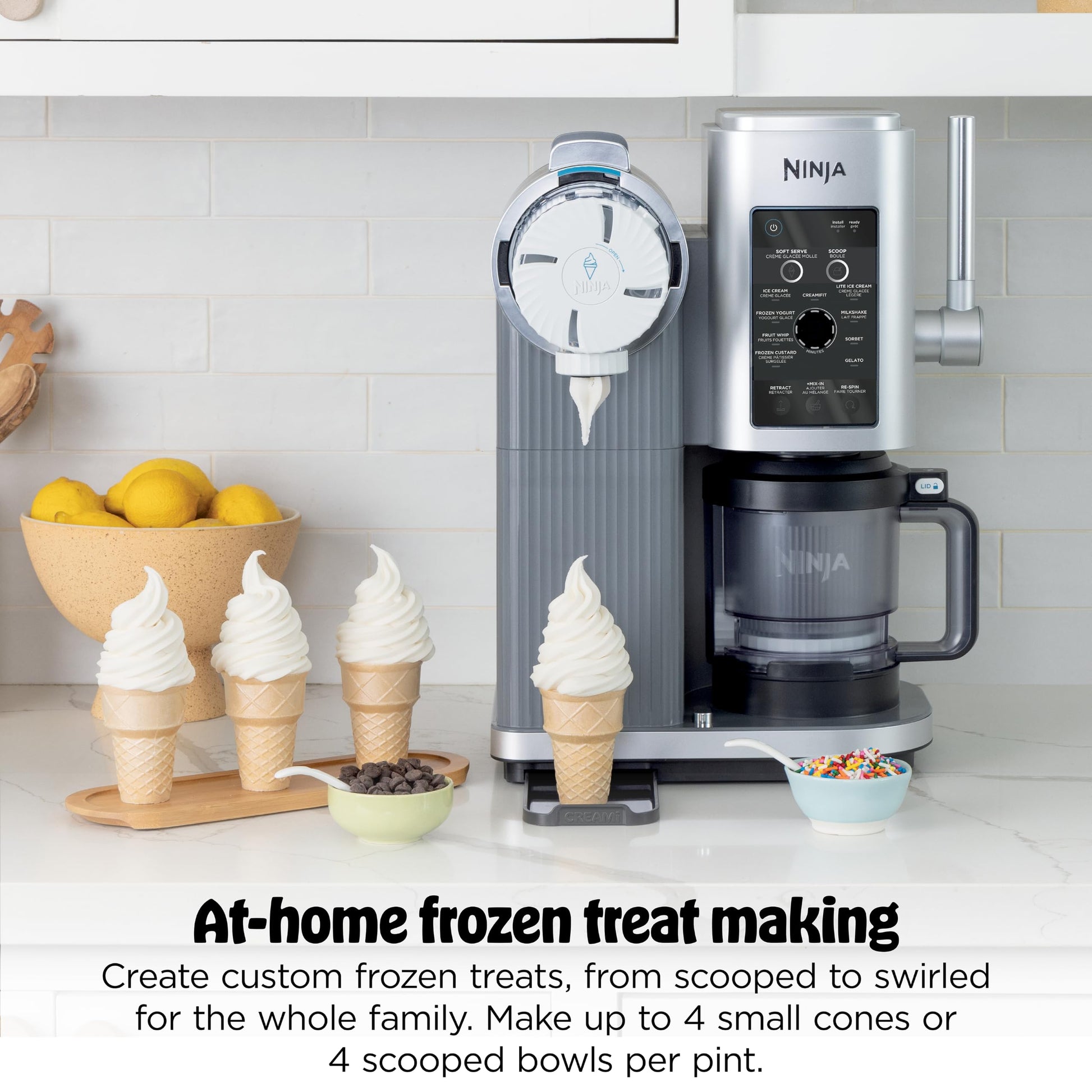 Ninja CREAMi Swirl Ice Cream and Soft Serve Maker, Sorbet, Milkshake, Frozen Yogurt, Low Calories Program & More, 13-in-1, Soft Serve Handle & (2) CREAMi Swirl 16oz Pints, For Kids & ALL ages, NC701C - Available at All In One Marketplace Canada
