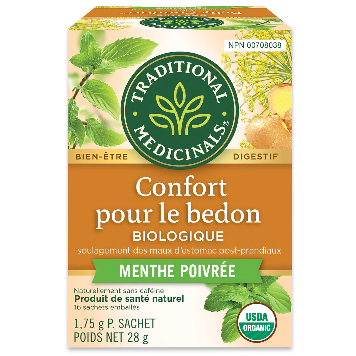 Traditional Medicinals - Organic Belly Comfort Peppermint Herbal Tea (Pack of 6) - Contains Ginger, Fennel and Lemon Balm for Digestive Support - 96 Tea Bags Total 🍁 All In One Marketplace Canada