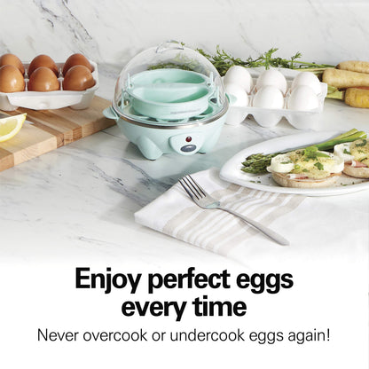 Hamilton Beach 3-in-1 Egg Cooker, Hard-Boiled, Poached, Omelets, 7 Egg Capacity, Teal, 25504G