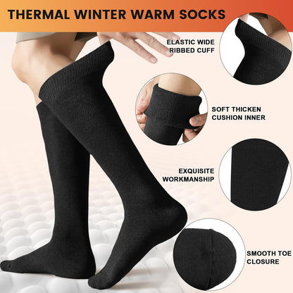 Knee High Socks for Women Boot Black Long Thick Warm Winter Socks Support For Hiking Work(5 Pairs Black) 🍁 All In One Marketplace Canada