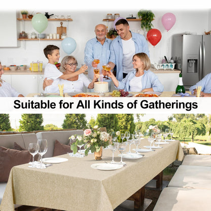 JIUZHEN 54 x 80 Inch Faux Linen Rectangle Tablecloth - Wrinkle and Stain Resistant Washable Table Cloth for Kitchen Dining Room Holiday Table Cover for Party Dinner Outdoor Picnic, Beige 🍁 All In One Marketplace Canada