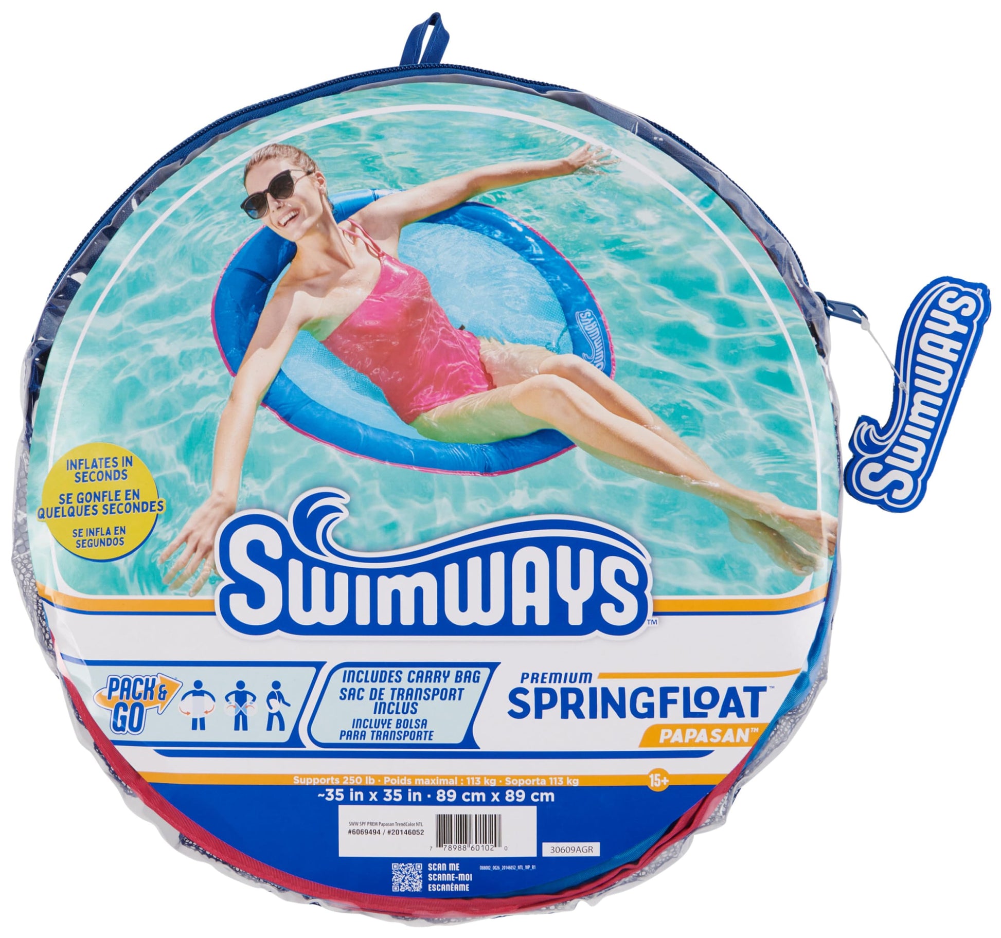 SwimWays Spring Float Premium Papasan Pool Lounger, Inflatable Pool Floats Adult with Fast Inflation for Ages 15 & Up SwimWays