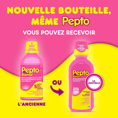 Pepto Bismol Liquid, Upset Stomach Relief, Diarrhea Relief, Heartburn, Nausea, Indigestion, Upset Stomach, Original Flavor, Pack of 2, 480mL each - Available at All In One Marketplace Canada