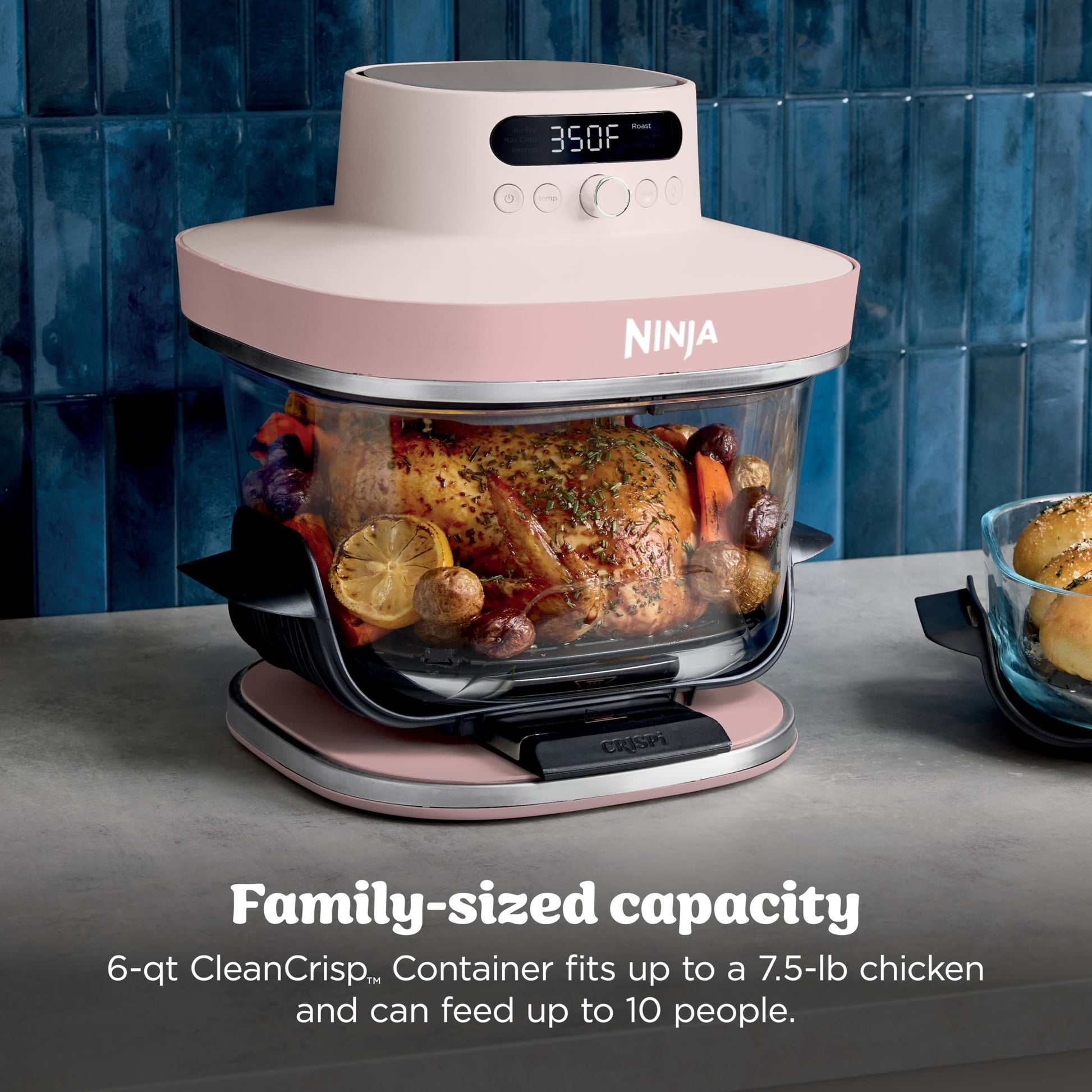 Ninja Crispi Pro Glass Air Fryer, 6-in-1, Rose, AS101CRS Ninja