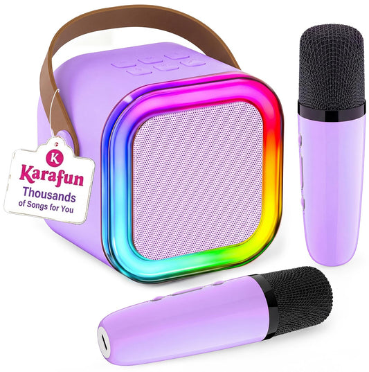 IROO Mini Karaoke Machine for Kids, 2026 TOP Kids Toys Birthday Gifts Ideas for Girls Boys Ages 3-12+ Years Old, Portable Bluetooth Speaker with 2 Wireless Mics, Noisemaker Toys for Party(Purple)