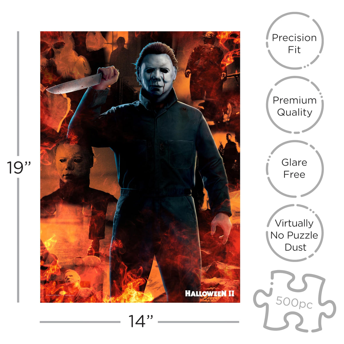 Puzzle Aquarius Halloween II 500 pièces (Puzzle de 500 pièces) - Anti-reflet - Ajustement précis - Marchandise et objets de collection sous licence officielle du film Halloween II - 35,5 x 48 cm