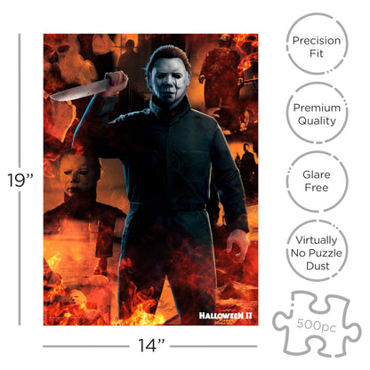 Puzzle Aquarius Halloween II 500 pièces (Puzzle de 500 pièces) - Anti-reflet - Ajustement précis - Marchandise et objets de collection sous licence officielle du film Halloween II - 35,5 x 48 cm