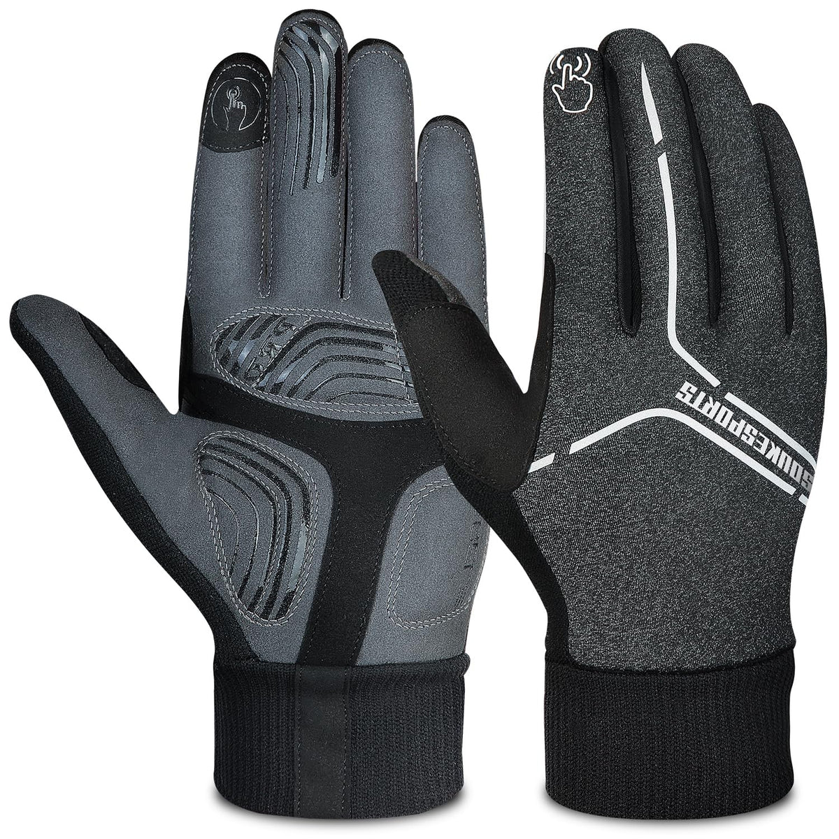 Souke Sports Winter Thin Cycling Gloves, Men Women Lightweight Thermal Padded Bike Gloves, Touchscreen Waterproof for Riding Running Hiking GE L 🍁 All In One Marketplace Canada