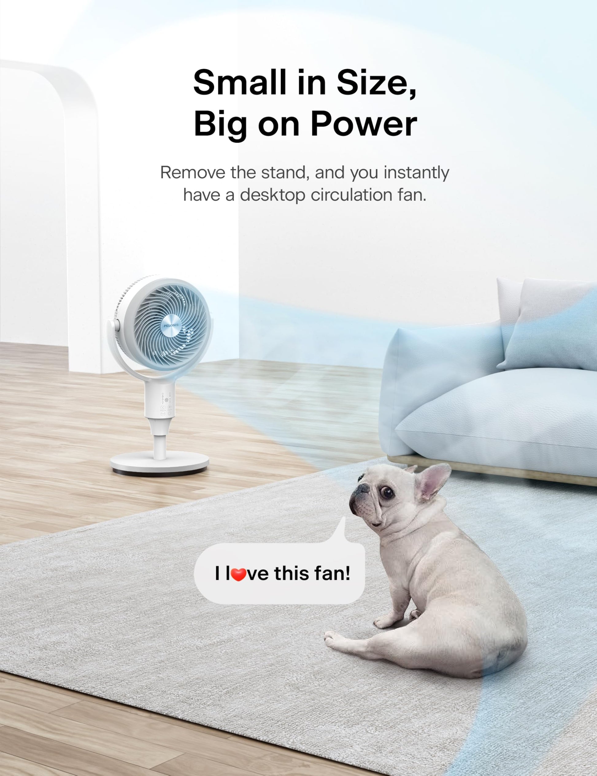 PELONIS Pedestal Fan, Air Circulator, Ultra OmniFlow (135°+90°Auto Oscillation), Quiet Floor Fan with 3 Speeds, Remote, 7H Timer, Memory Function, Adjustable Height, Standing Fan for Bedroom PELONIS