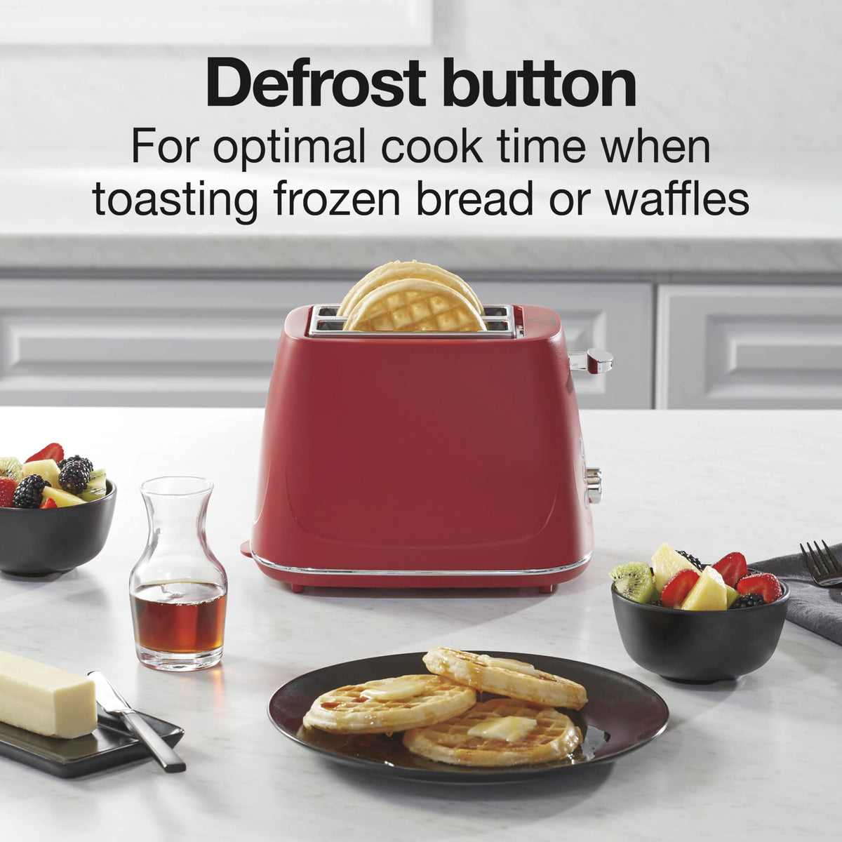 Proctor Silex 2-Slice Toaster, Red, Wide-Slot Toaster with Bagel, Defrost and Cancel Buttons, 7 Shade Browning Control, Toast Boost, 22661