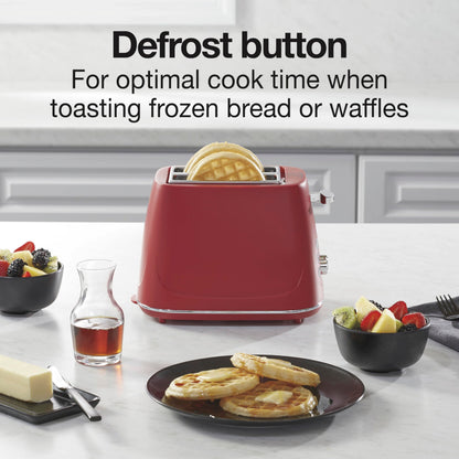Proctor Silex 2-Slice Toaster, Red, Wide-Slot Toaster with Bagel, Defrost and Cancel Buttons, 7 Shade Browning Control, Toast Boost, 22661