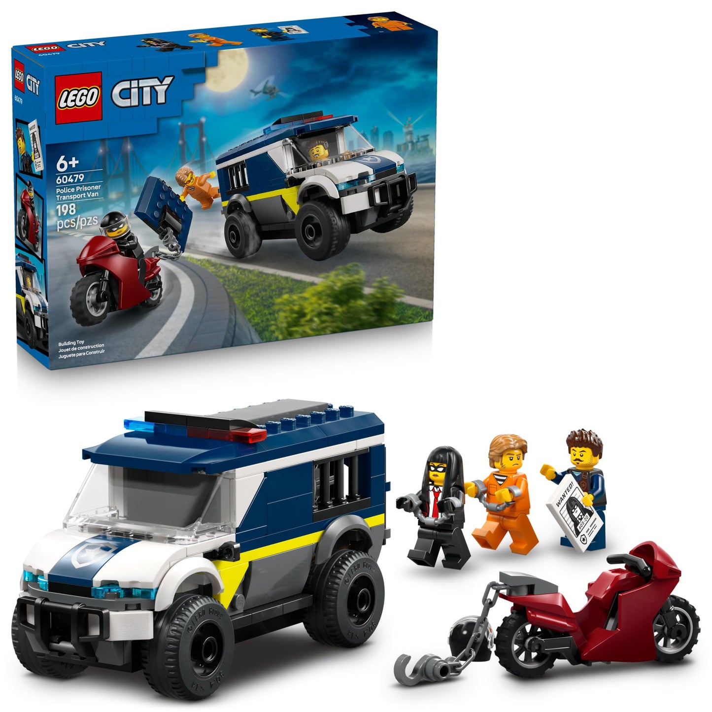 LEGO City Police Prisoner Transport Van Building Toy for Boys & Girls - Pretend Play Toys for Kids, Ages 6+ - W/Police Officer & 2 Crook Minifigures - Gift Idea for Birthdays - 60479