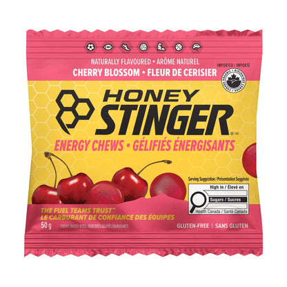 Honey Stinger Organic Cherry Blossom Energy Chew | Gluten Free & Caffeine Free | For Exercise, Running and Performance | Sports Nutrition for Home & Gym, Pre and Mid Workout | 12 Pack, 50g Honey Stinger