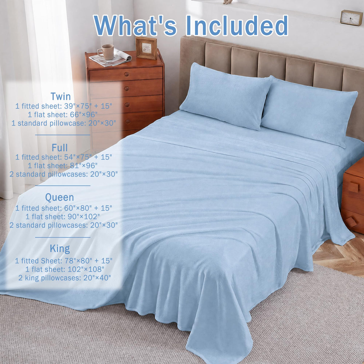 Softan Fleece Sheets, Soft as Flannel, Queen, Light Blue 🍁 All In One Marketplace Canada