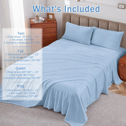 Softan Fleece Sheets, Soft as Flannel, Full, Light Blue 🍁 All In One Marketplace Canada