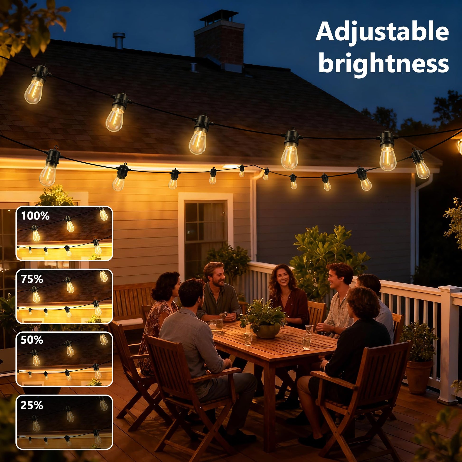 Joomer Solar String Lights Outdoor, 55FT S14, 16+2 Bulbs (2700K,Warm White) - Available at All In One Marketplace Canada