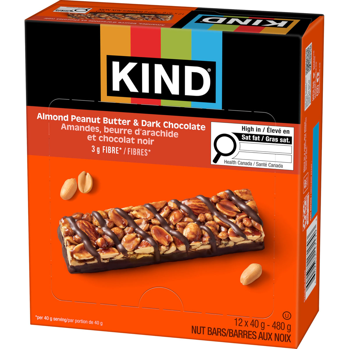 KIND Healthy Snacks Bars, Almond Peanut Butter & Dark Chocolate, Gluten Free, 7g Protein, 12 Count