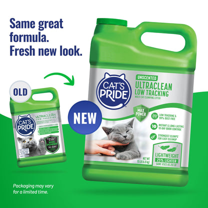 Cat's Pride Max Power: UltraClean Low Tracking Multi-Cat Clumping Litter - Keeps Paws & Home Clean - Up to 10 Days of Powerful Odor Control - 99% Dust Free - Unscented, 15 Pounds Cat's Pride