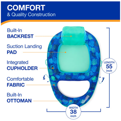 Swimways Elite Spring Float Recliner Pool Lounger, Inflatable Pool Floats Adult with Fast Inflation, Pool Recliner for Adults up to 250 lbs SwimWays