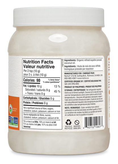 Nutiva Organic Steam-Refined Coconut Oil, 1.6 L, Non-GMO, Fair Trade | Vegan, Keto & Paleo, Neutral Flavor and Aroma for Cooking & Natural Moisturizer for Skin and Hair 🍁 All In One Marketplace Canada