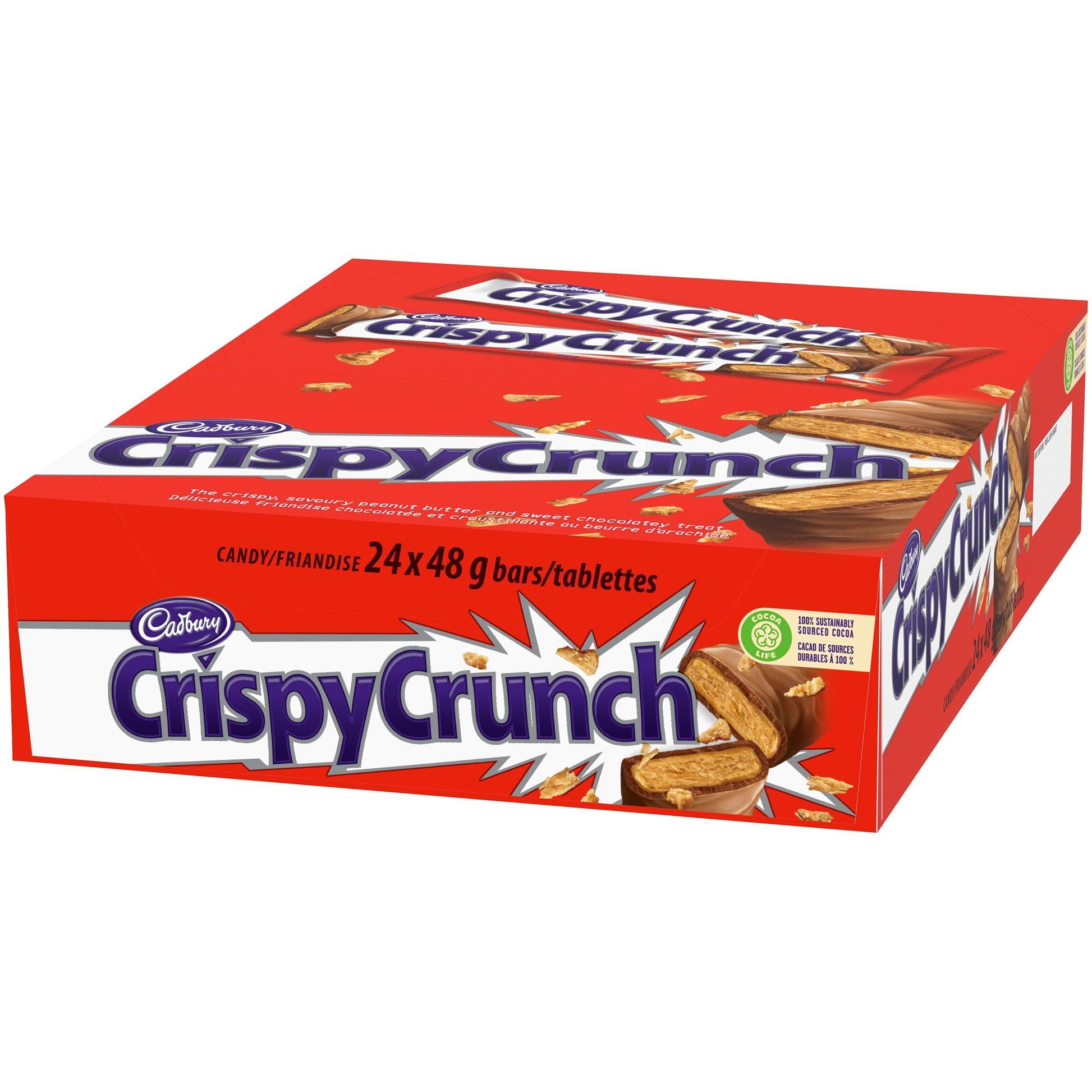 Cadbury Crispy Crunch Chocolate Bars, 48g Each - Box of 24 Individual Wrapped Pieces