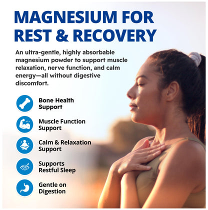CanPrev Magnesium Bisglycinate Ultra Gentle 240g Powder 48-Servings - 400mg of Pure Elemental Magnesium Per Scoop - Chelated Complex - Muscle Health, Calm, Relaxation, Bone Health and Cramp Relief - Available at All In One Marketplace Canada