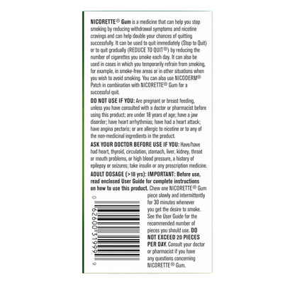 Nicorette Gum, Nicotine 2 Mg, Spearmint Flavour, Quit Smoking Aid And Smoking Cessation Aid, 105 Count