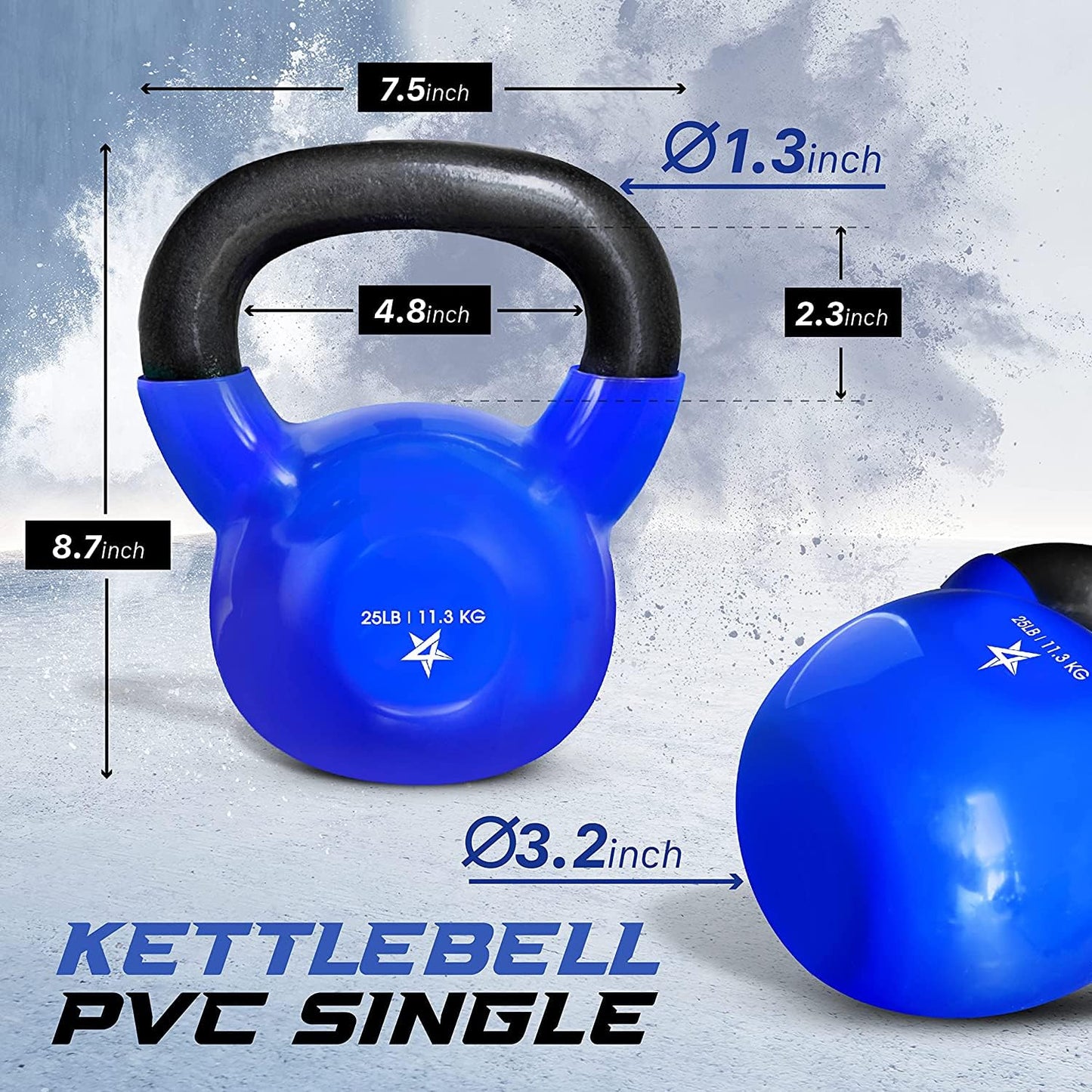 Yes4All Vinyl Coated Kettlebell Weights – Great for Full Body Workout and Strength Training – Vinyl Kettlebell 25 lbs