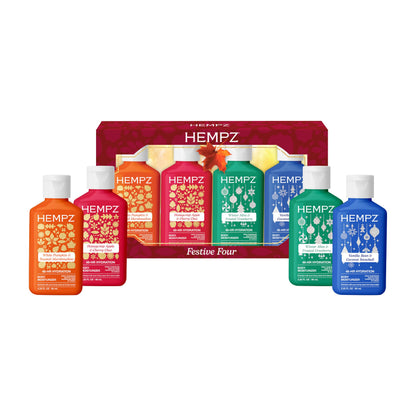 Hempz Fall & Holiday Body Lotion Gift Set, Pumpkin Apple, Vanilla Peppermint and Seasonal Sweet Scents, Hydrating Body Lotion for Dry Skin, 4 Piece Set, 2.25 fl oz Each