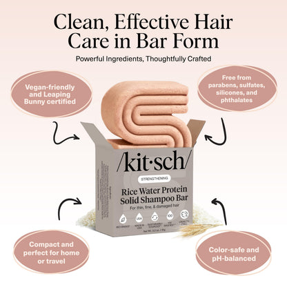Kitsch Rice Water Shampoo Bar for Hair Growth – Strengthening Hair Shampoo for Men and Women – Reduce Breakage, Boosts Shine – Paraben, Silicone & Sulfate-Free, Vegan Hair Care - 91g - Available at All In One Marketplace Canada