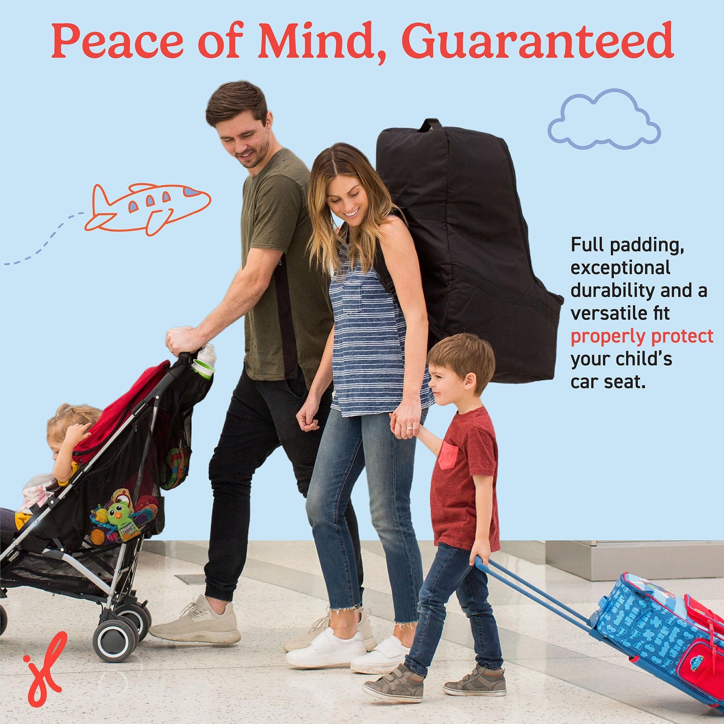 J.L. Childress Padded Backpack Car Seat Bag - Travel Bag for Airplane, Fits Most Baby & Infant Car Seats, Boosters, & Carriers, Airport Accessories for Gate Check or Baggage Check - Ultimate, Black 🍁 All In One Marketplace Canada