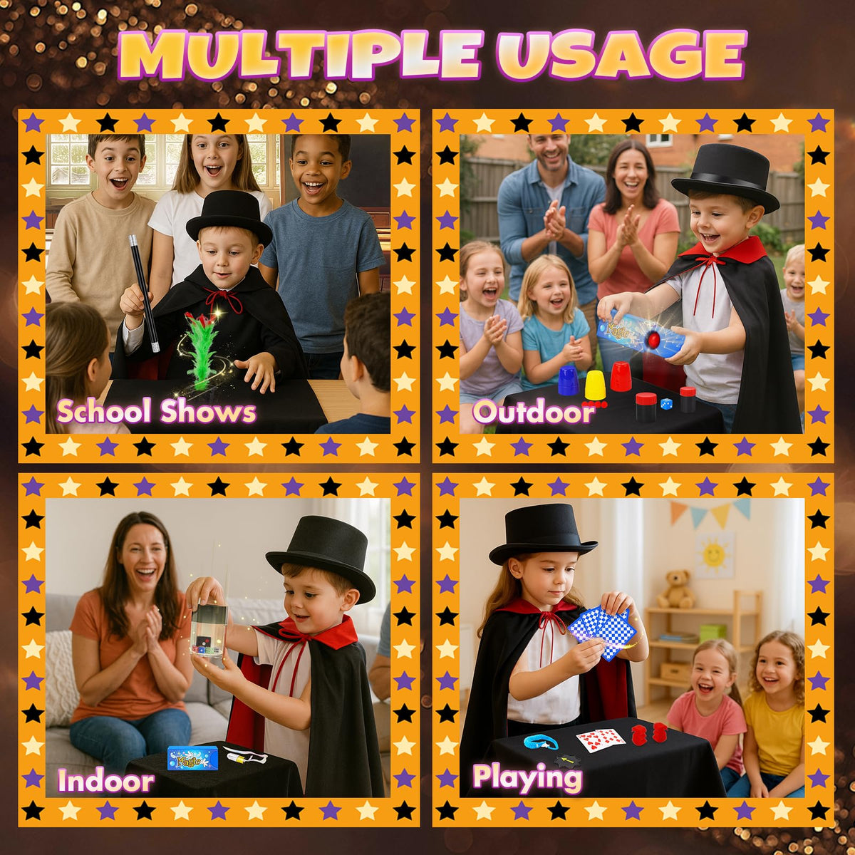 Magic Kit, Magic Tricks for Kids, Magic Set Includes Magic Wand Magician Costume, Pretend Play with Instruction for Kid Beginners, Christmas Halloween Birthday Gift Toys for Boys Girls Age 6-12 🍁 All In One Marketplace Canada