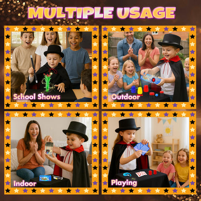 Magic Kit, Magic Tricks for Kids, Magic Set Includes Magic Wand Magician Costume, Pretend Play with Instruction for Kid Beginners, Christmas Halloween Birthday Gift Toys for Boys Girls Age 6-12 🍁 All In One Marketplace Canada