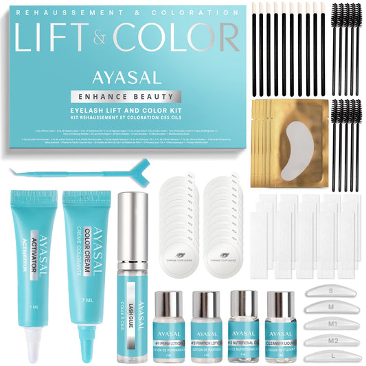 AYASAL Lash Lift and Coloring Kit: Korean Formula Eyelash Perm, Non-Irritating Gentle Eyelash Lift Kit, Thio-Free Formula for Lash Lifting and Coloring - with Detailed Instructions for Home Use - Available at All In One Marketplace Canada