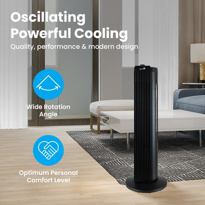 Senville 27" Standing Fan for Bedroom and Home with 60° Oscillation, 3 Speed, Compact Space-Saving Design, SENFZ10-19M - Available at All In One Marketplace Canada