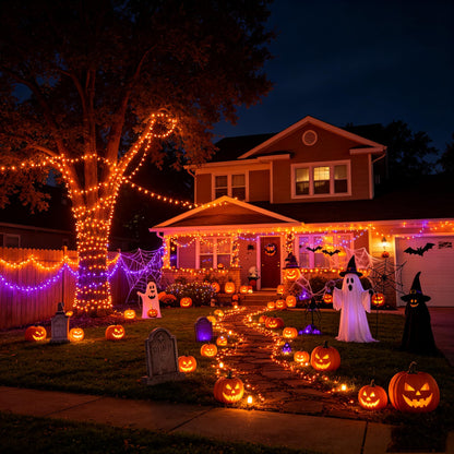 Toodour Halloween Lights RGB String Light, 82ft 200 LED Orange Purple Light 🍁 All In One Marketplace Canada