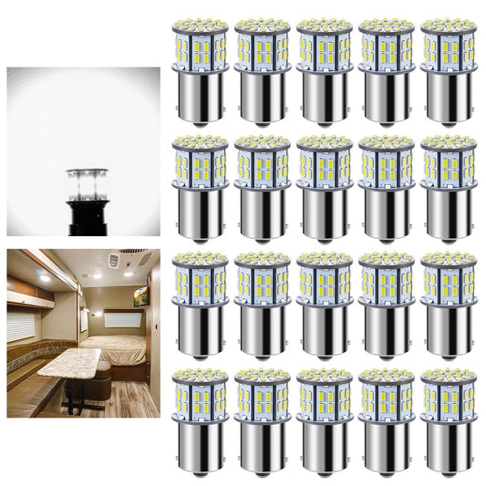 Antline 1156 1141 1003 7506 BA15S LED Bulbs Xenon White 20-Packs, Super Bright 3014 50-SMD LED Replacement for 12 Volt RV Camper Trailer Boat Trunk Interior Light Bulbs