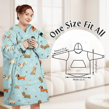 Queenshin Oversized Wearable Blanket Fluffy Hoodie for Women Men Dachshund 🍁 All In One Marketplace Canada