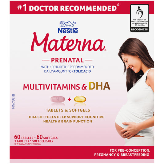 MATERNA Prenatal Multivitamin With DHA Combo Pack, Tablets And Softgels, 100% RDA Of Folic Acid, 127 g - Available at All In One Marketplace Canada