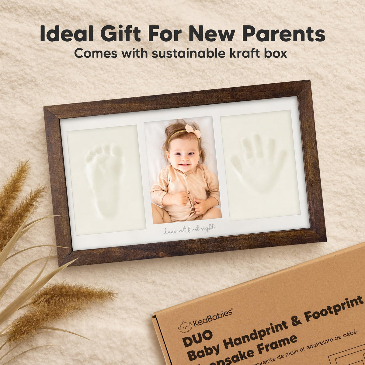 KeaBabies Baby Hand and Footprint Kit, Clay Keepsake Frame (Dark Walnut) 🍁 All In One Marketplace Canada