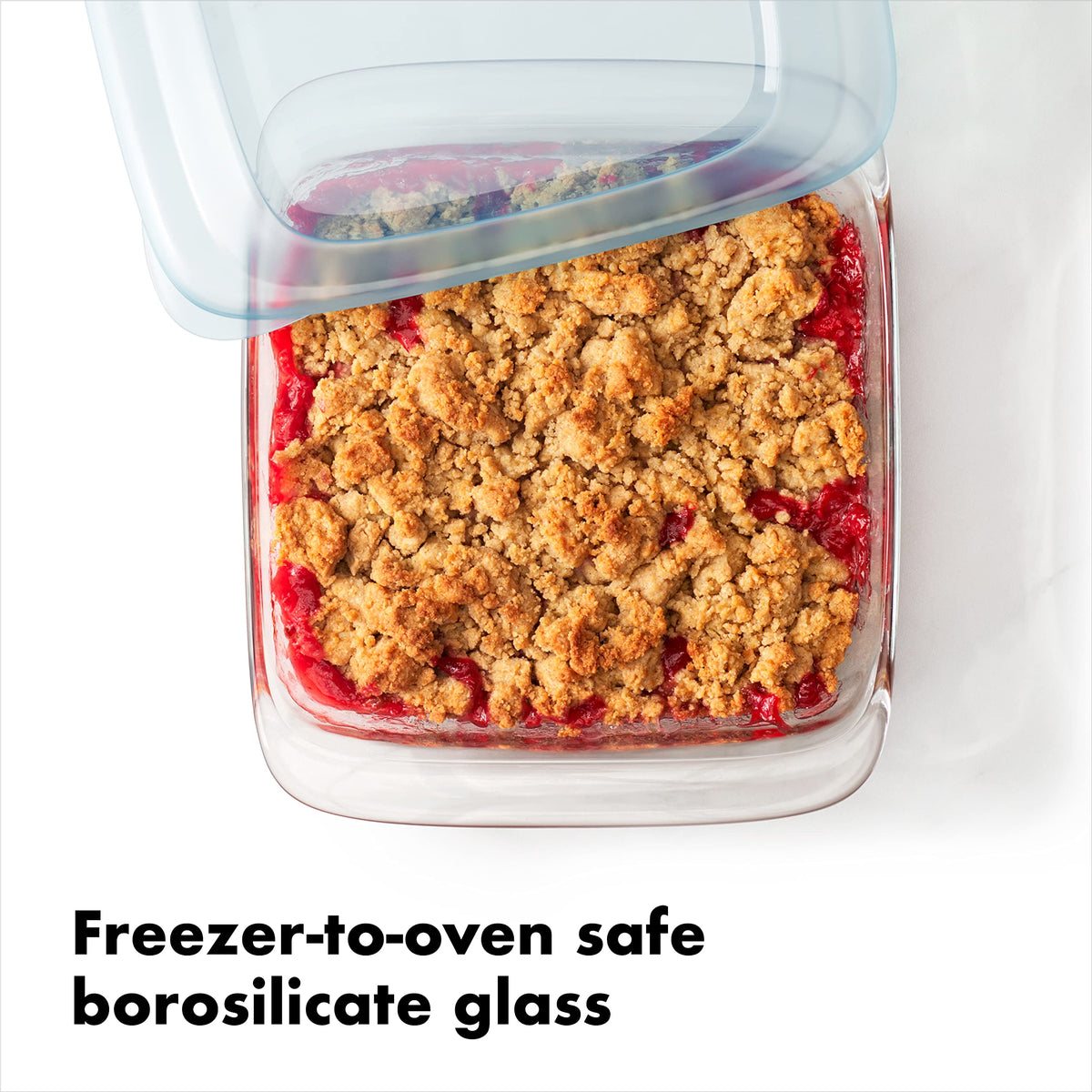 OXO Good Grips Freezer-to-Oven Safe Glass Baking Dish with Lid, 8x8, Clear