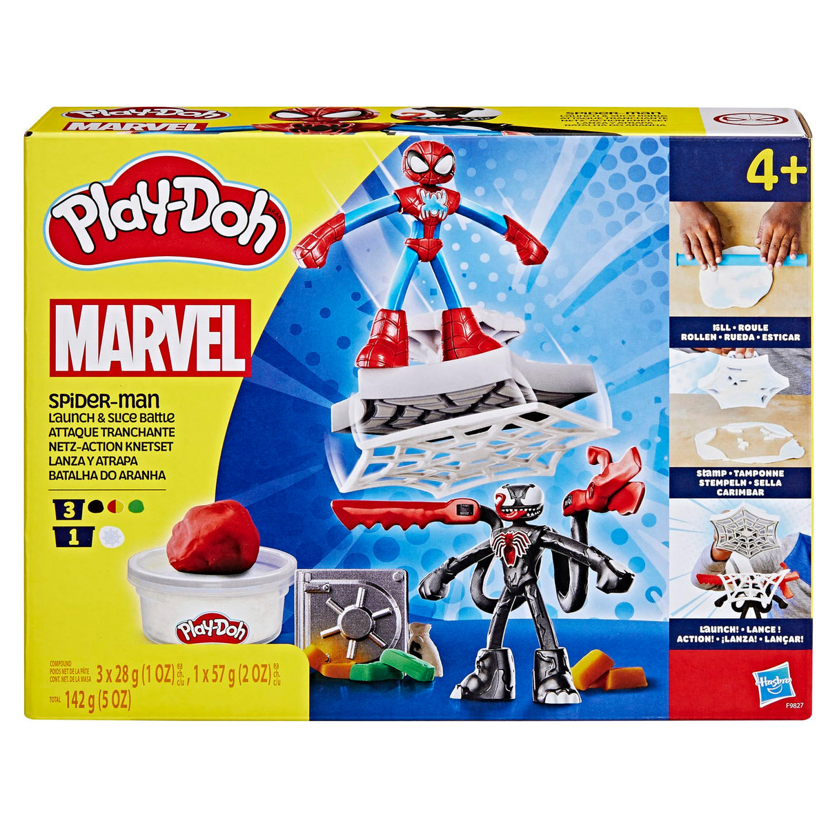 Play-Doh Marvel Spider-Man Launch & Slice Battle Playset with 2 Bendy Action Figures and 7 Accessories, Imagination Toys for Boys & Girls 4 Years & Up