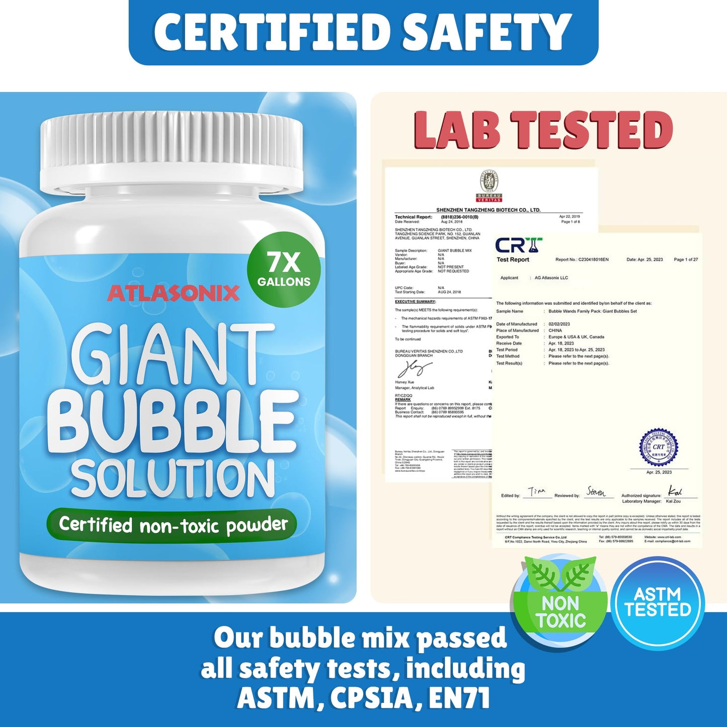 Bubbles for Kids - Giant Bubble Solution, Bubble Wands, Bubbles Powder Mix Makes 896 OZ (7 Gallons) - The Original Mix Kid Safe and Long Lasting Outdoor Toys Fun