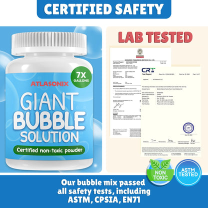 Bubbles for Kids - Giant Bubble Solution, Bubble Wands, Bubbles Powder Mix Makes 896 OZ (7 Gallons) - The Original Mix Kid Safe and Long Lasting Outdoor Toys Fun