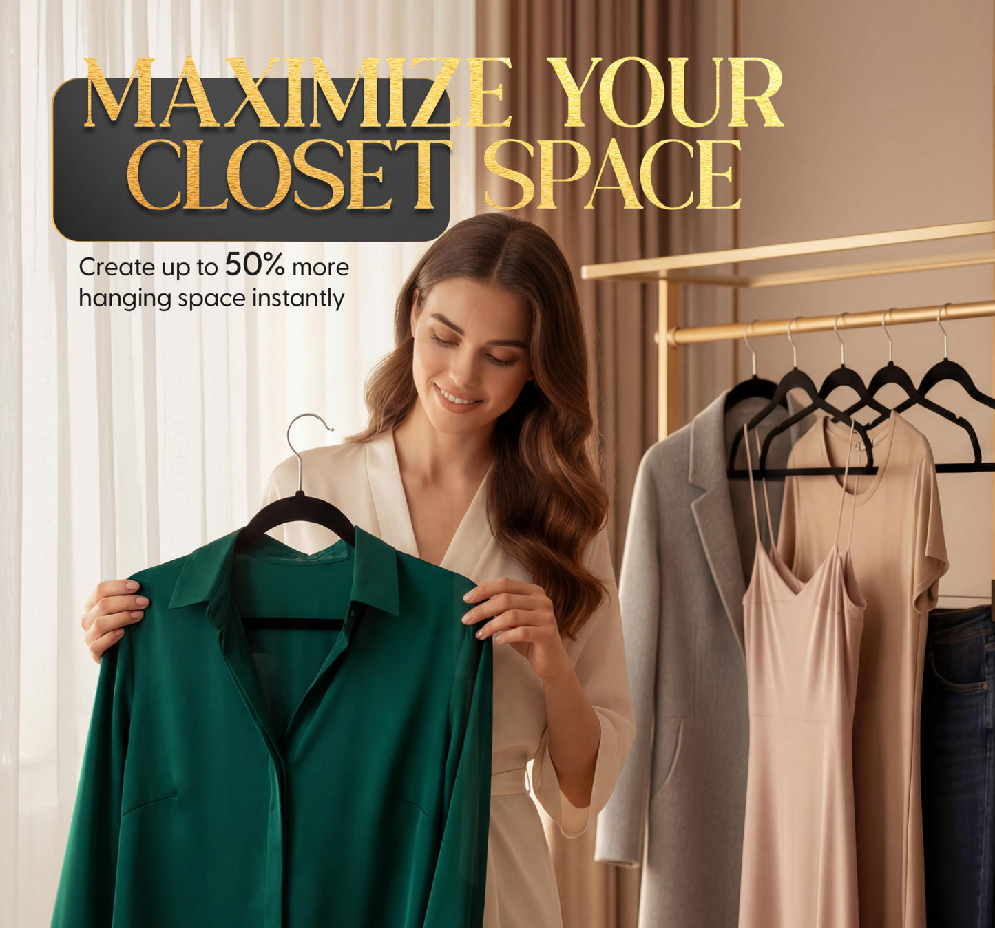 Beddora Black Velvet Hangers 50 Pack,Heavy Duty Coat Hanger for Closet - Felt Hangers for Space Saving Clothes Hanger - Pant Hanger for Shirts, Jackets,Dresses,Suit - Available at All In One Marketplace Canada