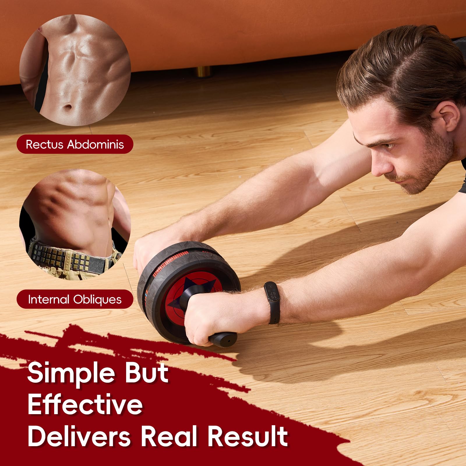 EnterSports Ab Roller Wheel for Abs Workout - Abdominal Exercise Equipment with 2 Knee Pads for Home Gym, Core Strength Training, Fitness Equipment for Men & Women (Red)