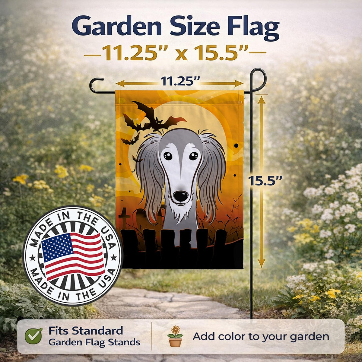 Caroline's Treasures BB1787GF Halloween Saluki Garden Size Flag, Small, Multicolor